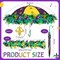 2 Pcs Mardi Gras Umbrella 22 x 2 Inch Second Line Umbrella with 2 Purple Yellow Green Feather String 2 Glue Point and 200 Glitter Stickers Mardi Gras Decoration for Masquerade Costume